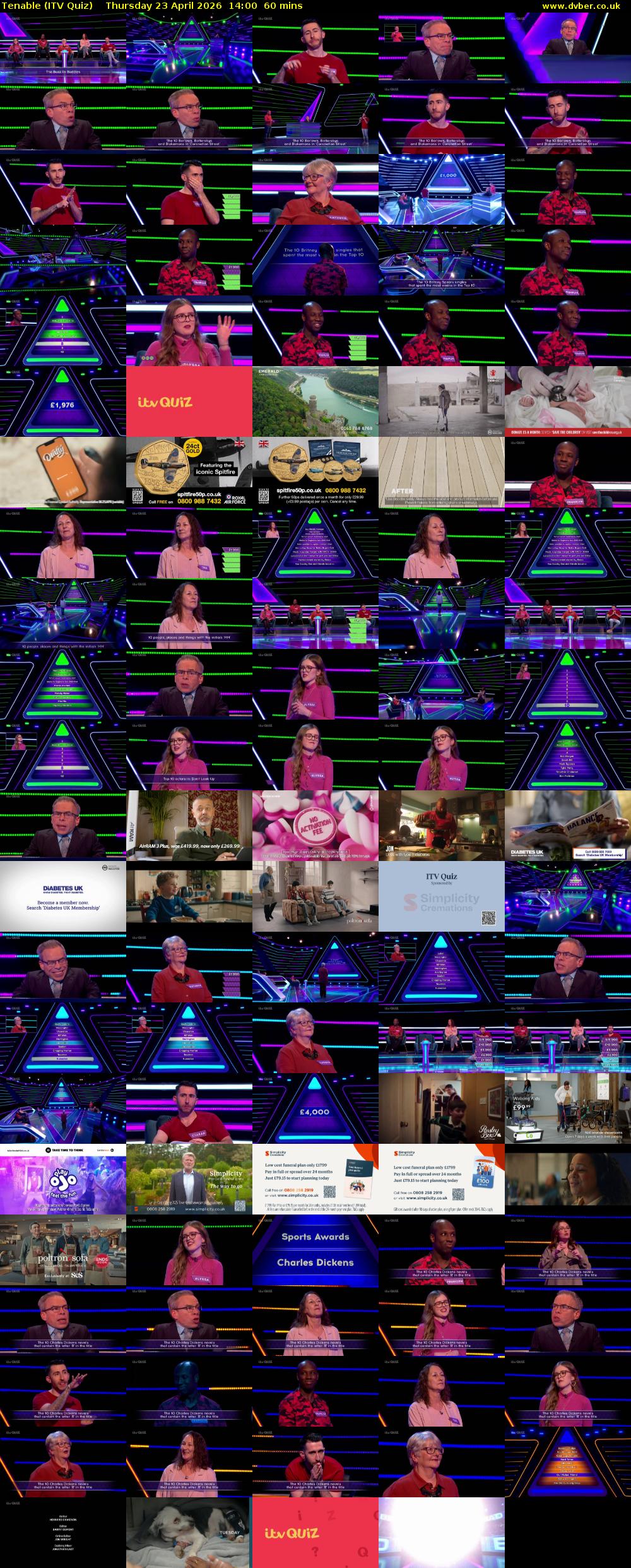 Tenable (ITV Quiz) Thursday 23 April 2026 14:00 - 15:00