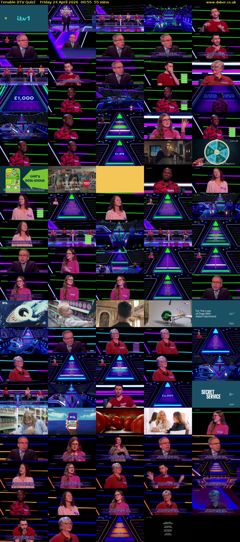 Tenable (ITV Quiz) Friday 24 April 2026 00:55 - 01:50