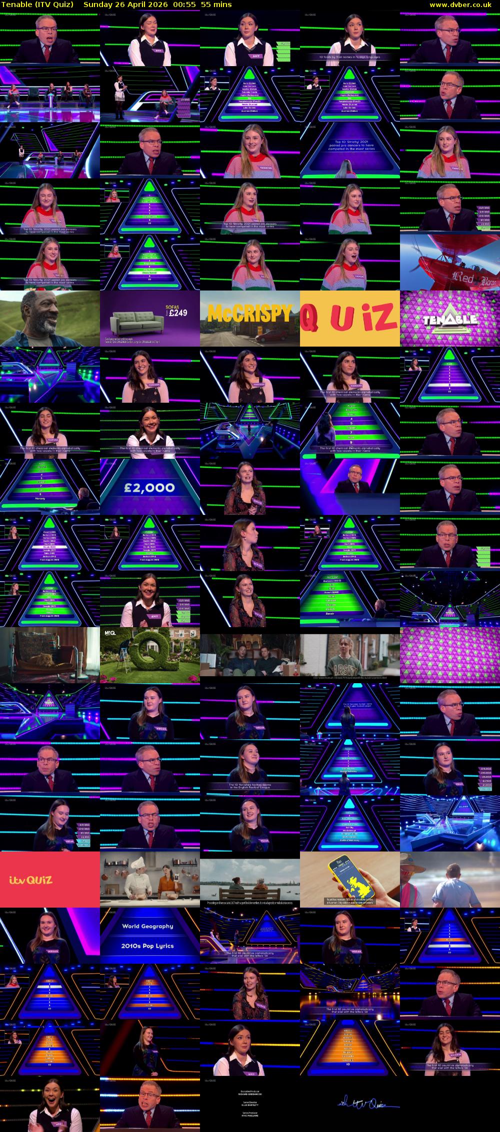 Tenable (ITV Quiz) Sunday 26 April 2026 00:55 - 01:50