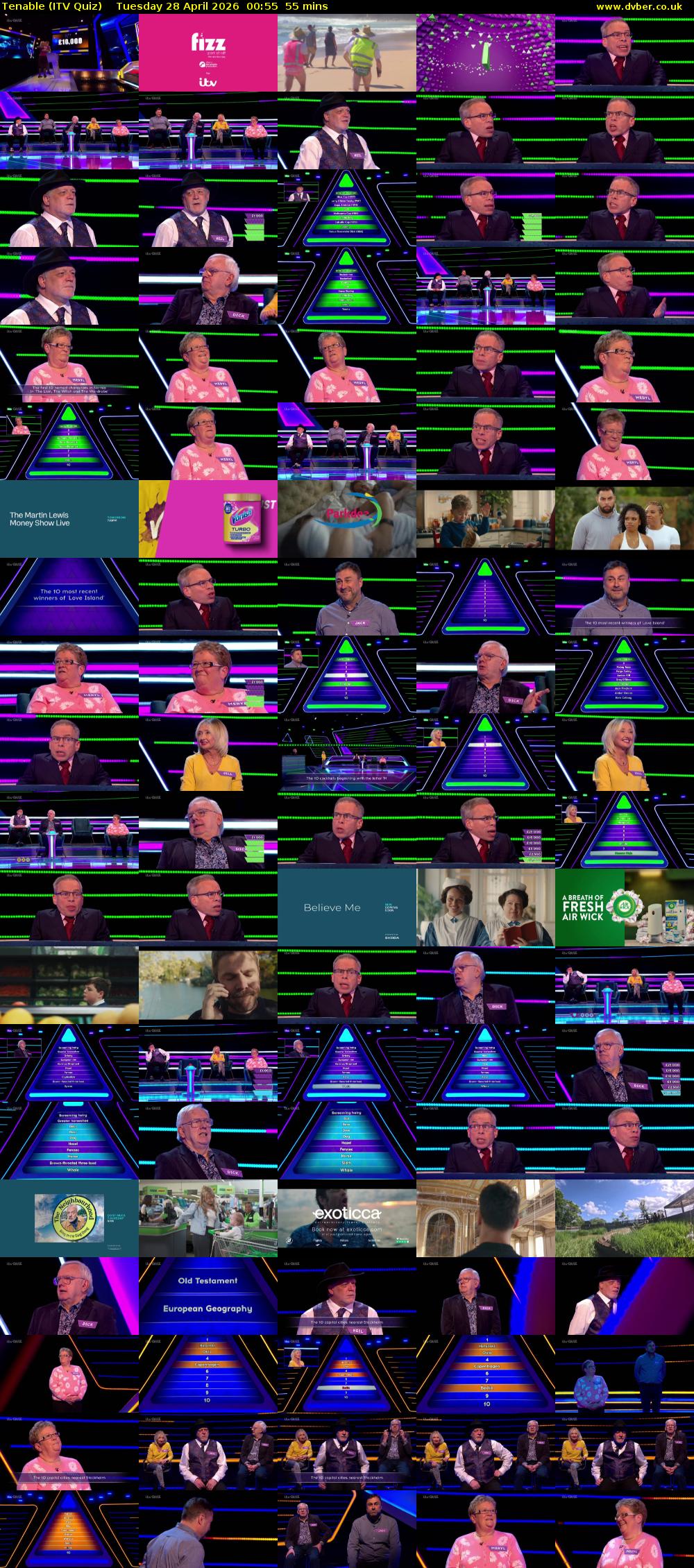 Tenable (ITV Quiz) Tuesday 28 April 2026 00:55 - 01:50
