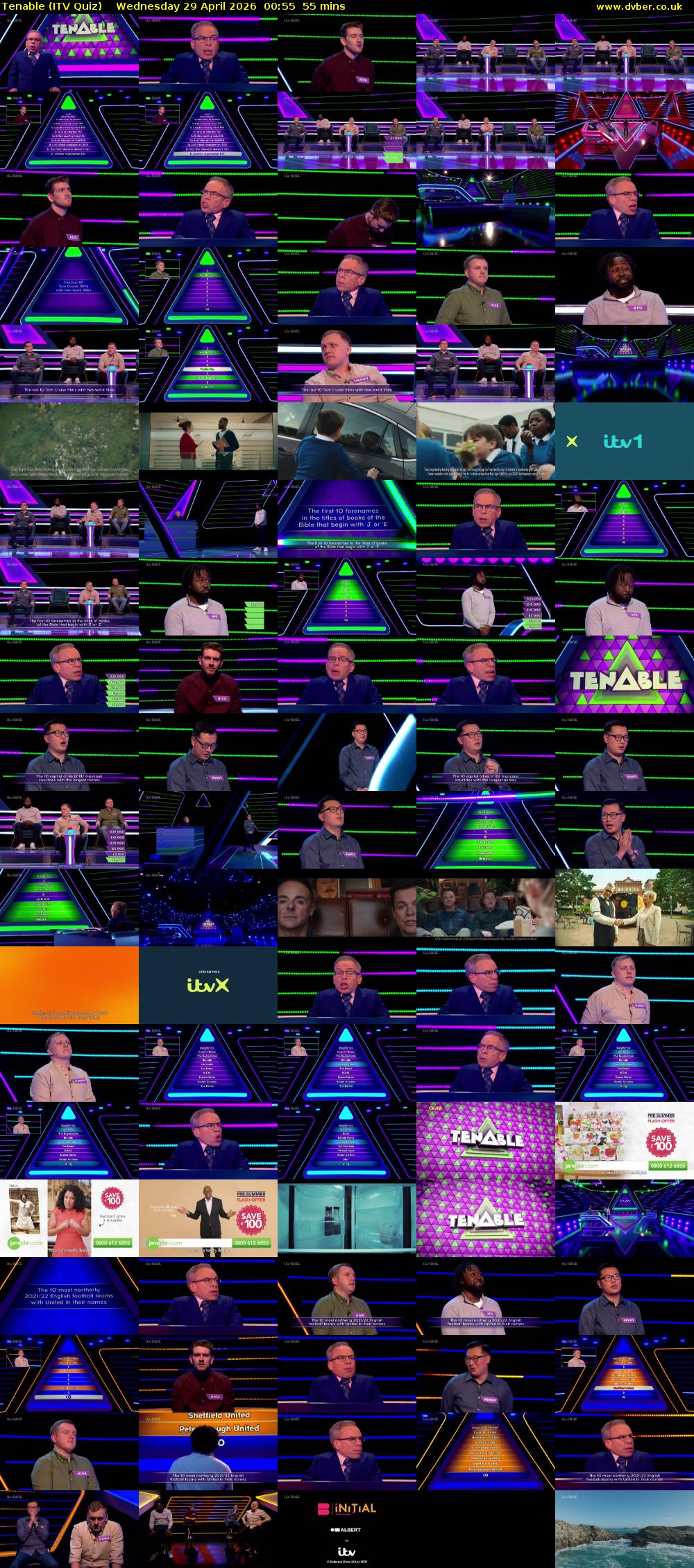 Tenable (ITV Quiz) Wednesday 29 April 2026 00:55 - 01:50