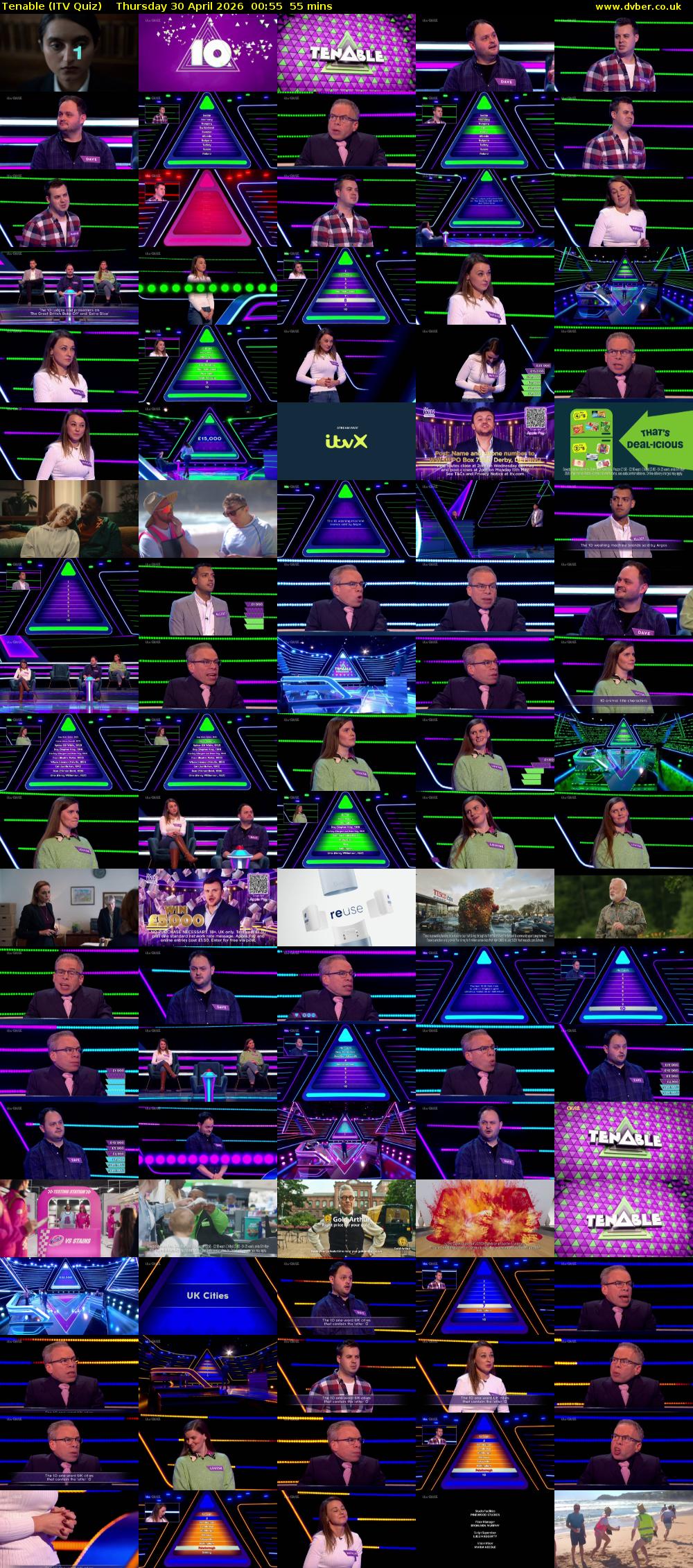 Tenable (ITV Quiz) Thursday 30 April 2026 00:55 - 01:50