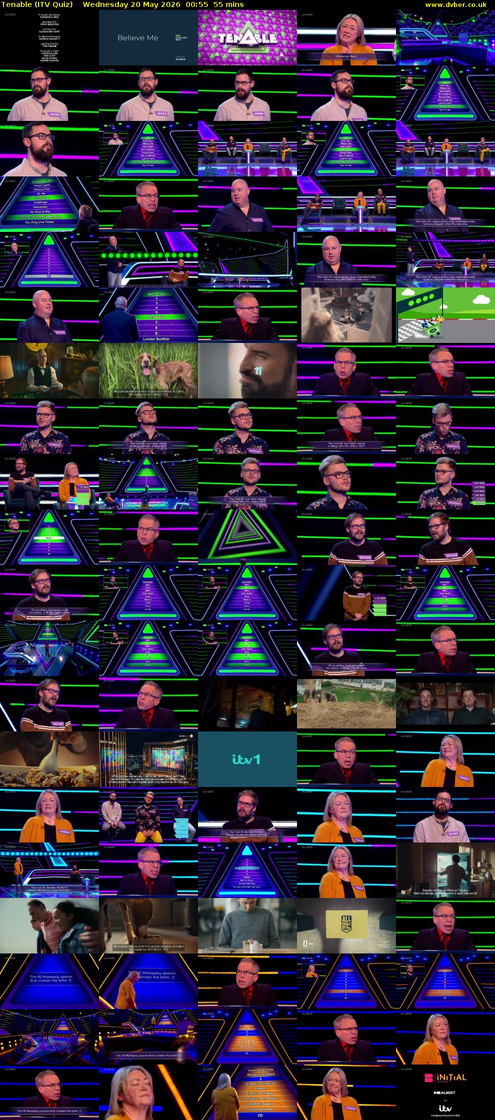 Tenable (ITV Quiz) Wednesday 20 May 2026 00:55 - 01:50