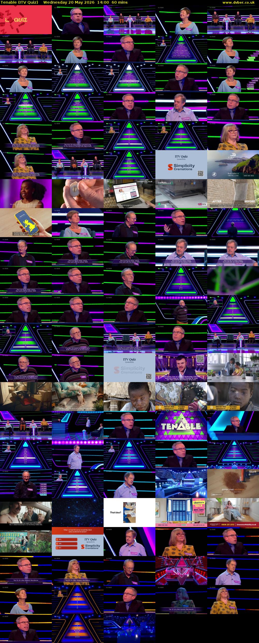 Tenable (ITV Quiz) Wednesday 20 May 2026 14:00 - 15:00