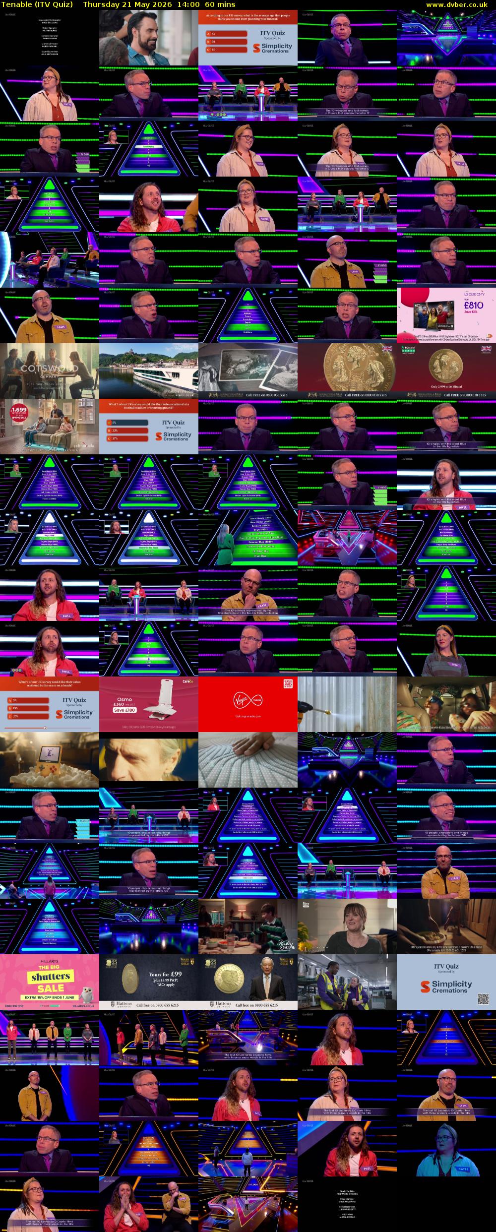 Tenable (ITV Quiz) Thursday 21 May 2026 14:00 - 15:00