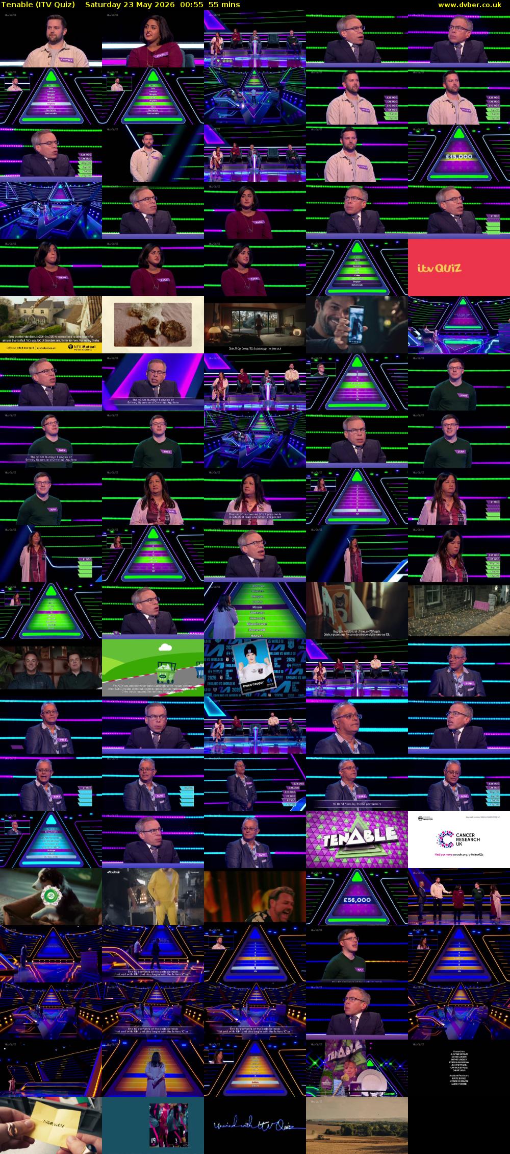 Tenable (ITV Quiz) Saturday 23 May 2026 00:55 - 01:50