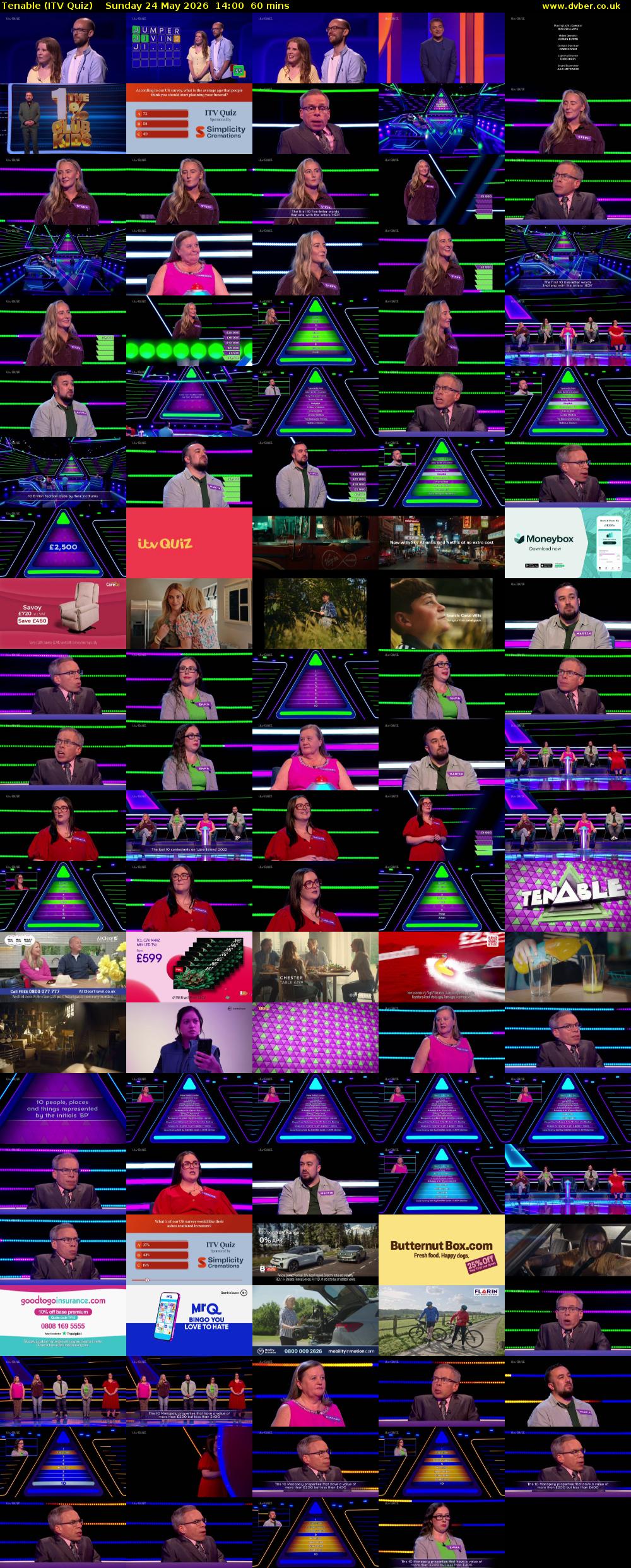 Tenable (ITV Quiz) Sunday 24 May 2026 14:00 - 15:00