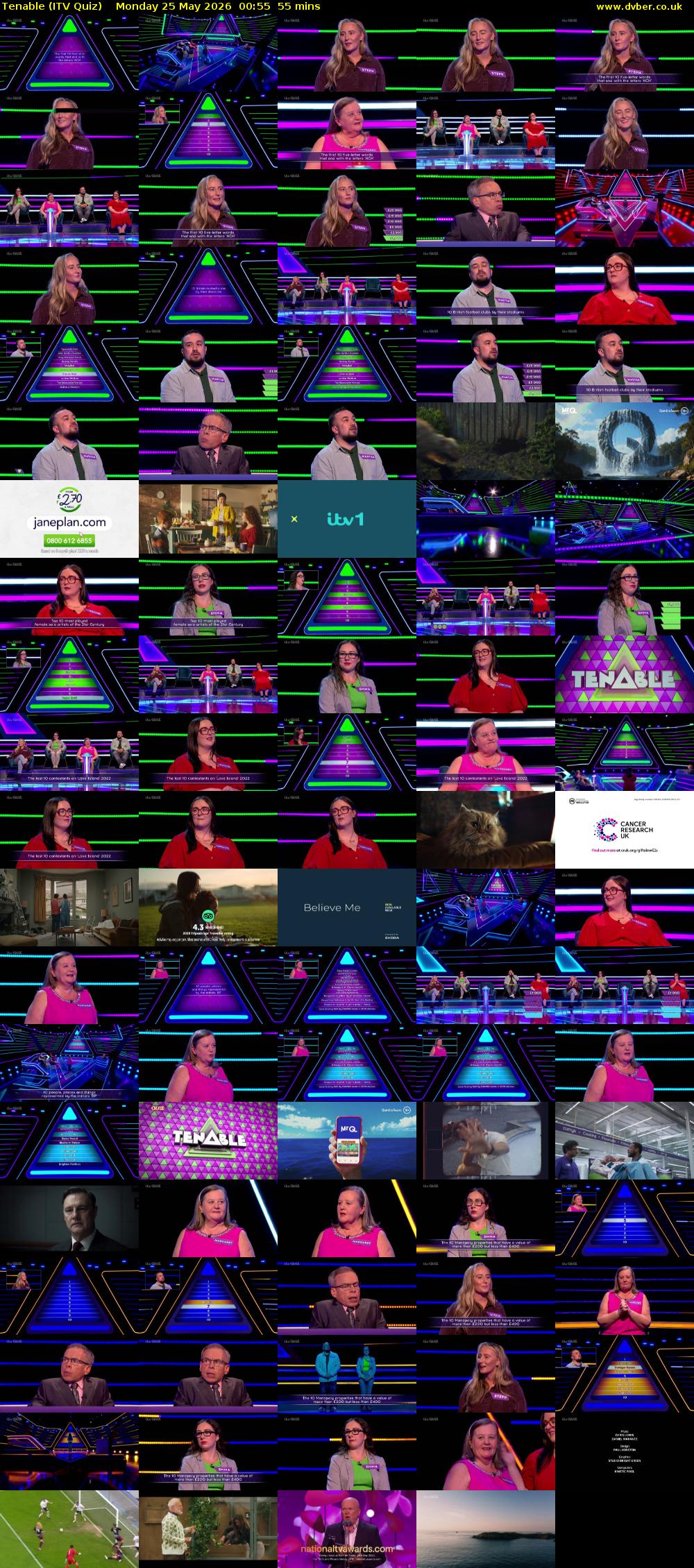 Tenable (ITV Quiz) Monday 25 May 2026 00:55 - 01:50