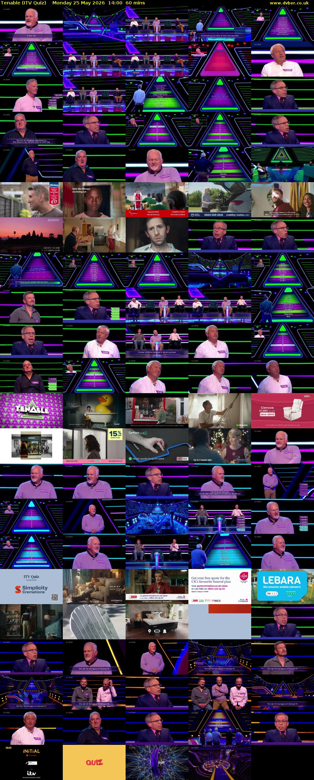 Tenable (ITV Quiz) Monday 25 May 2026 14:00 - 15:00