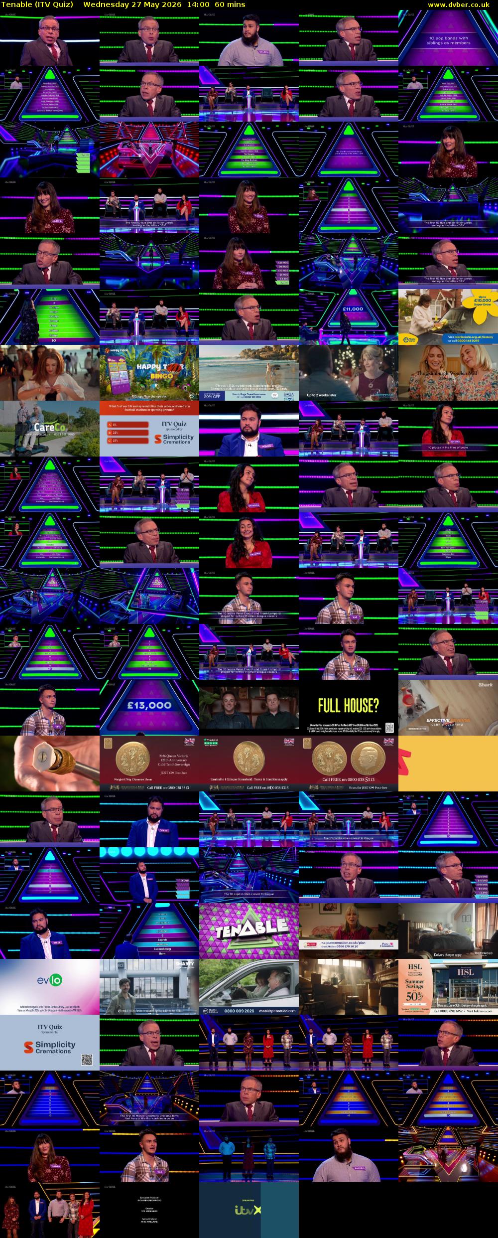 Tenable (ITV Quiz) Wednesday 27 May 2026 14:00 - 15:00