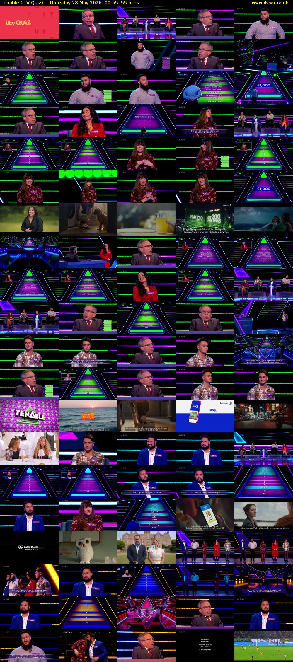 Tenable (ITV Quiz) Thursday 28 May 2026 00:55 - 01:50