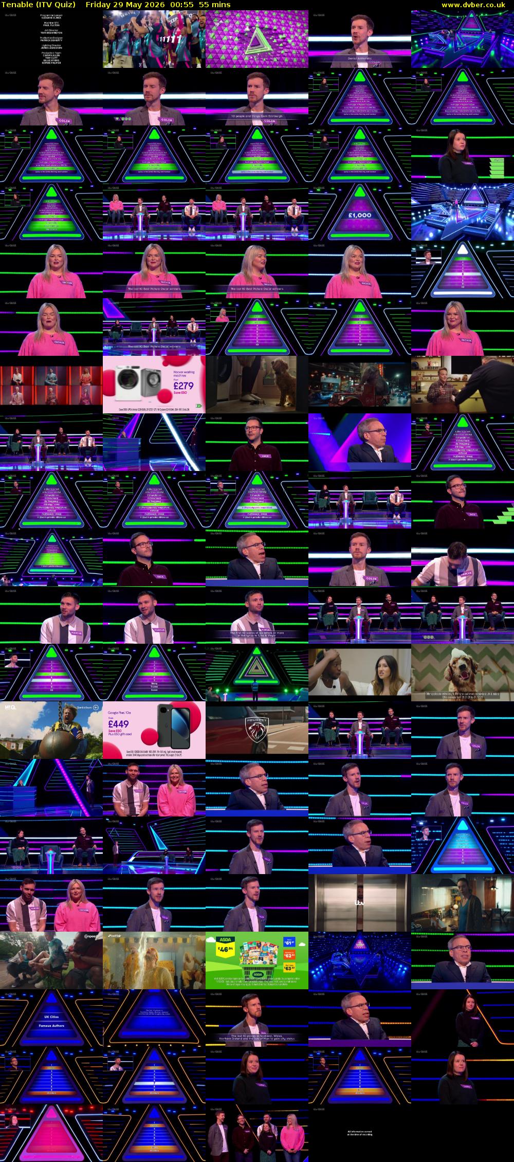 Tenable (ITV Quiz) Friday 29 May 2026 00:55 - 01:50