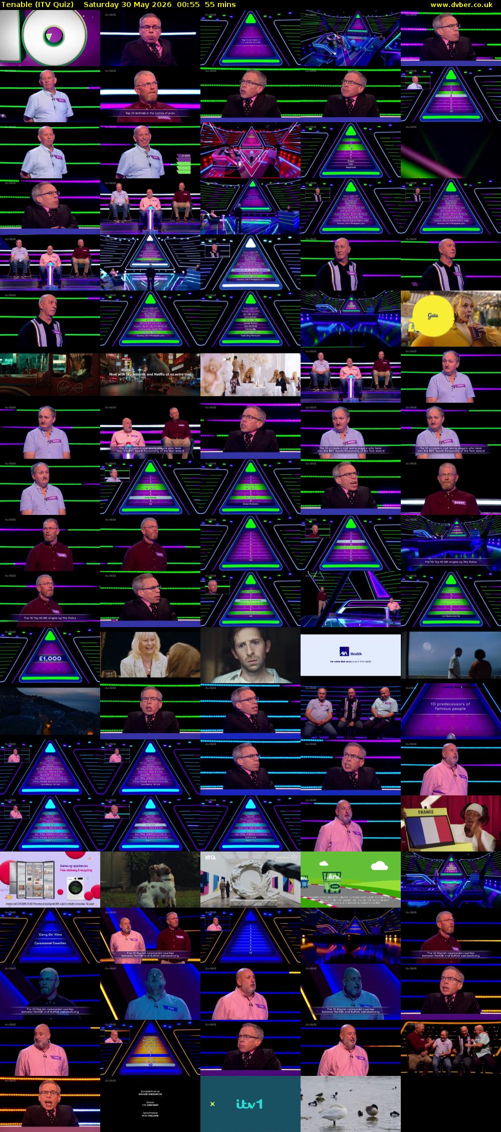 Tenable (ITV Quiz) Saturday 30 May 2026 00:55 - 01:50