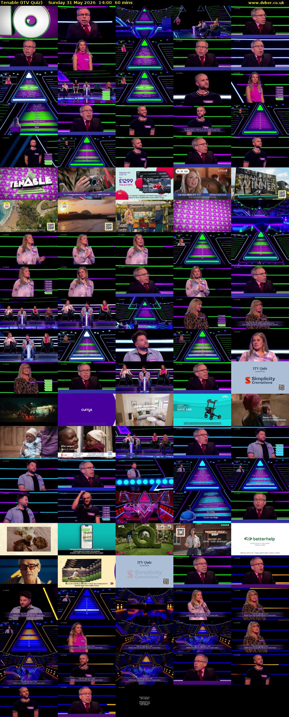 Tenable (ITV Quiz) Sunday 31 May 2026 14:00 - 15:00