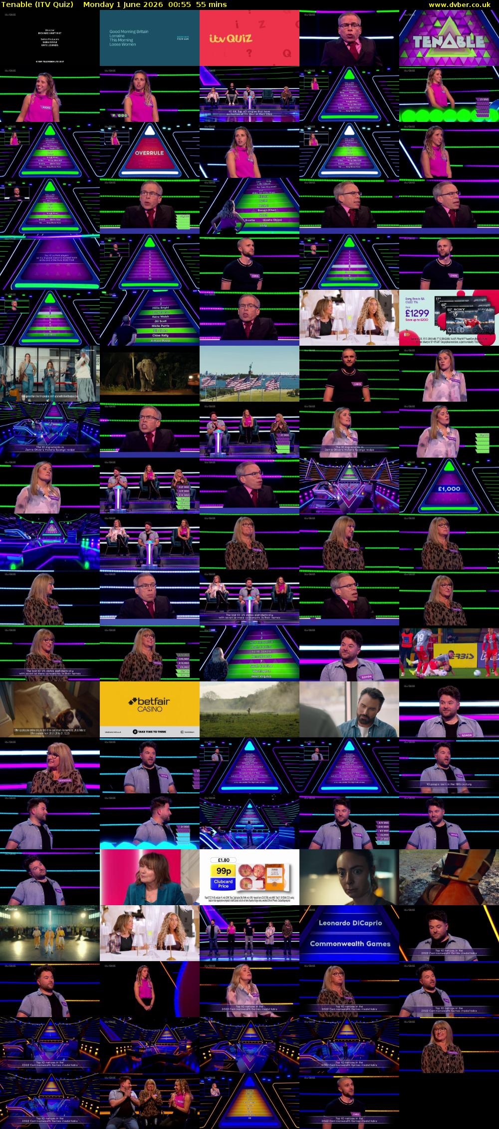 Tenable (ITV Quiz) Monday 1 June 2026 00:55 - 01:50