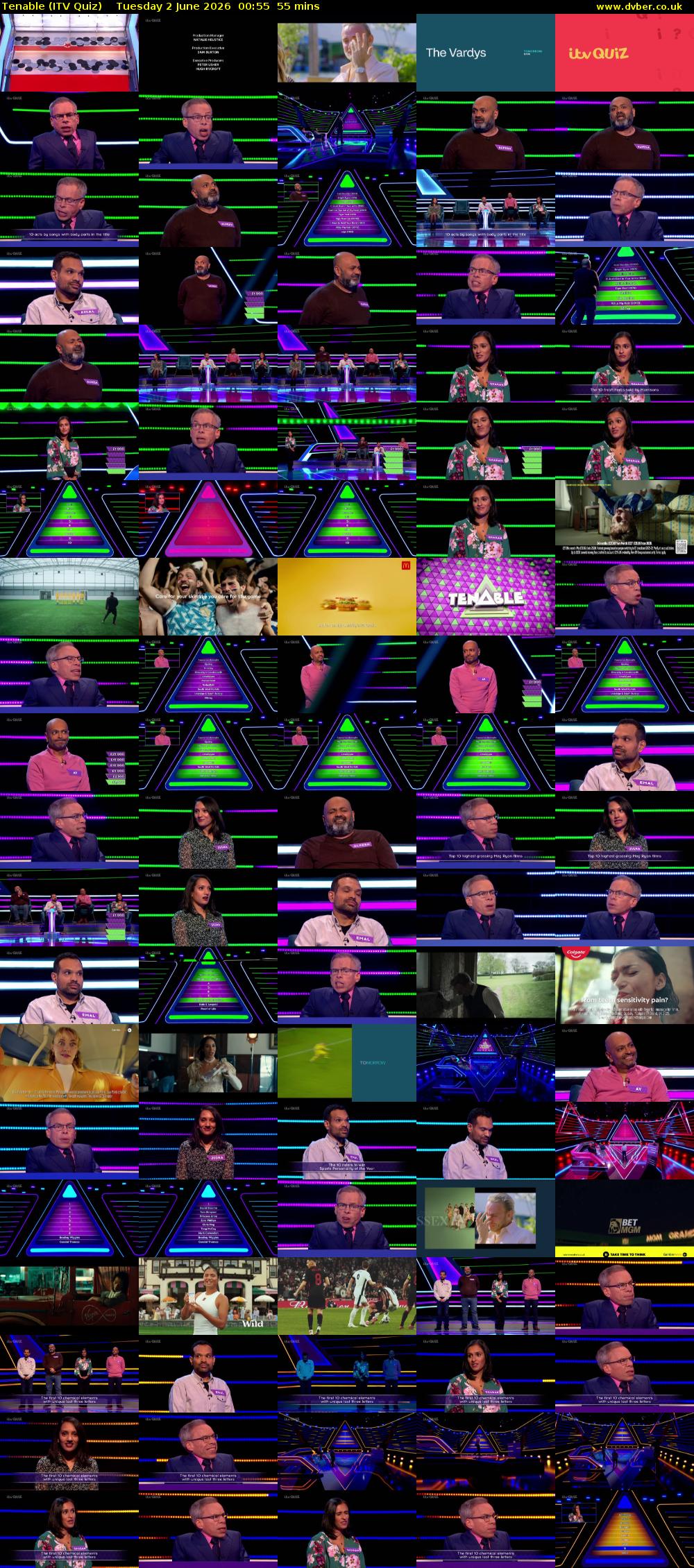 Tenable (ITV Quiz) Tuesday 2 June 2026 00:55 - 01:50
