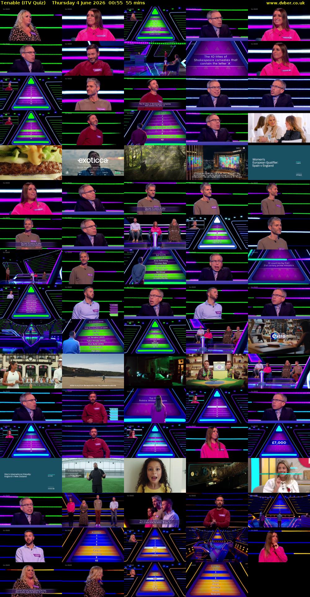 Tenable (ITV Quiz) Thursday 4 June 2026 00:55 - 01:50
