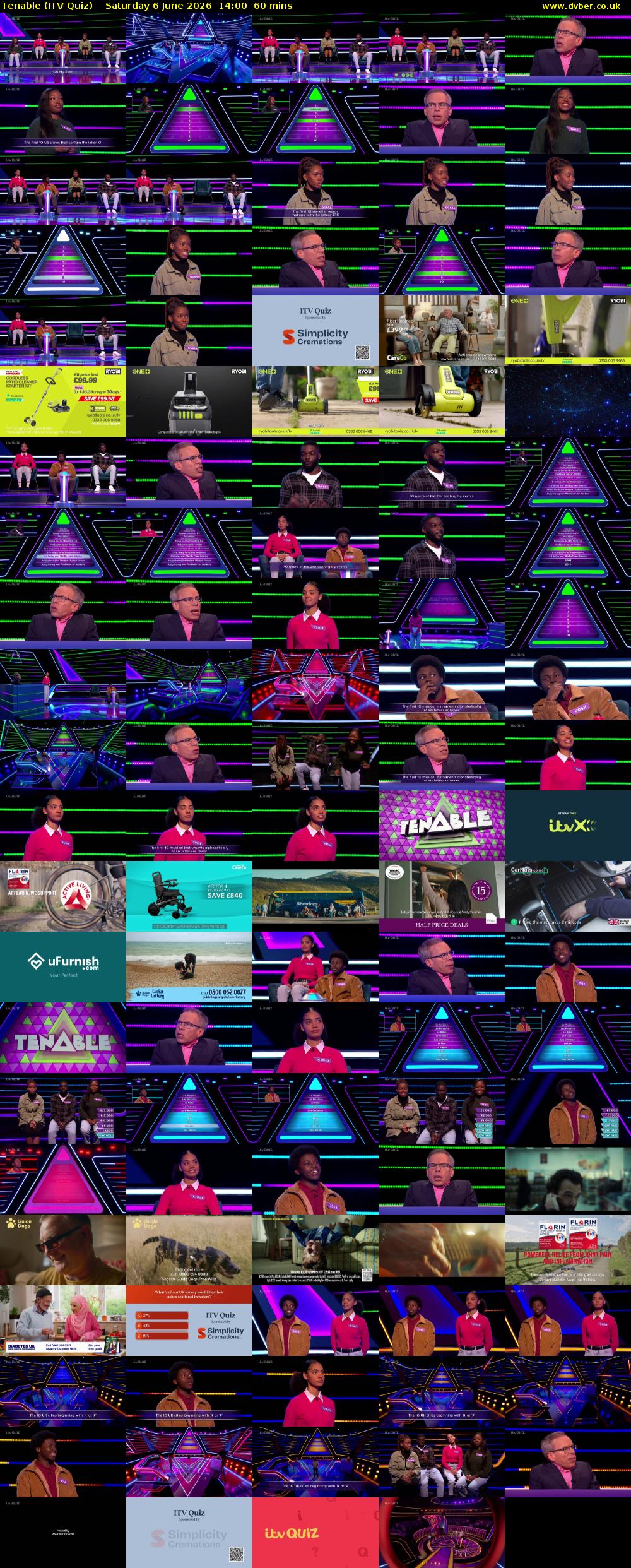 Tenable (ITV Quiz) Saturday 6 June 2026 14:00 - 15:00