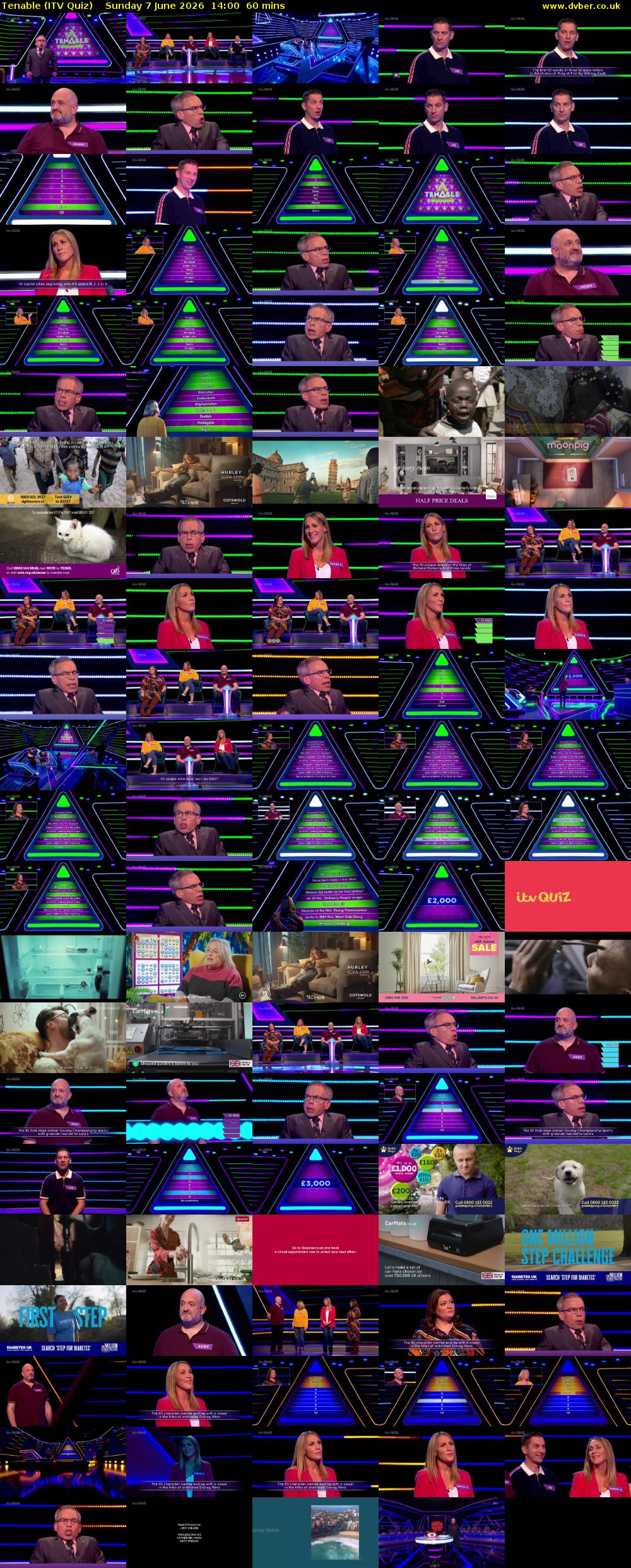 Tenable (ITV Quiz) Sunday 7 June 2026 14:00 - 15:00