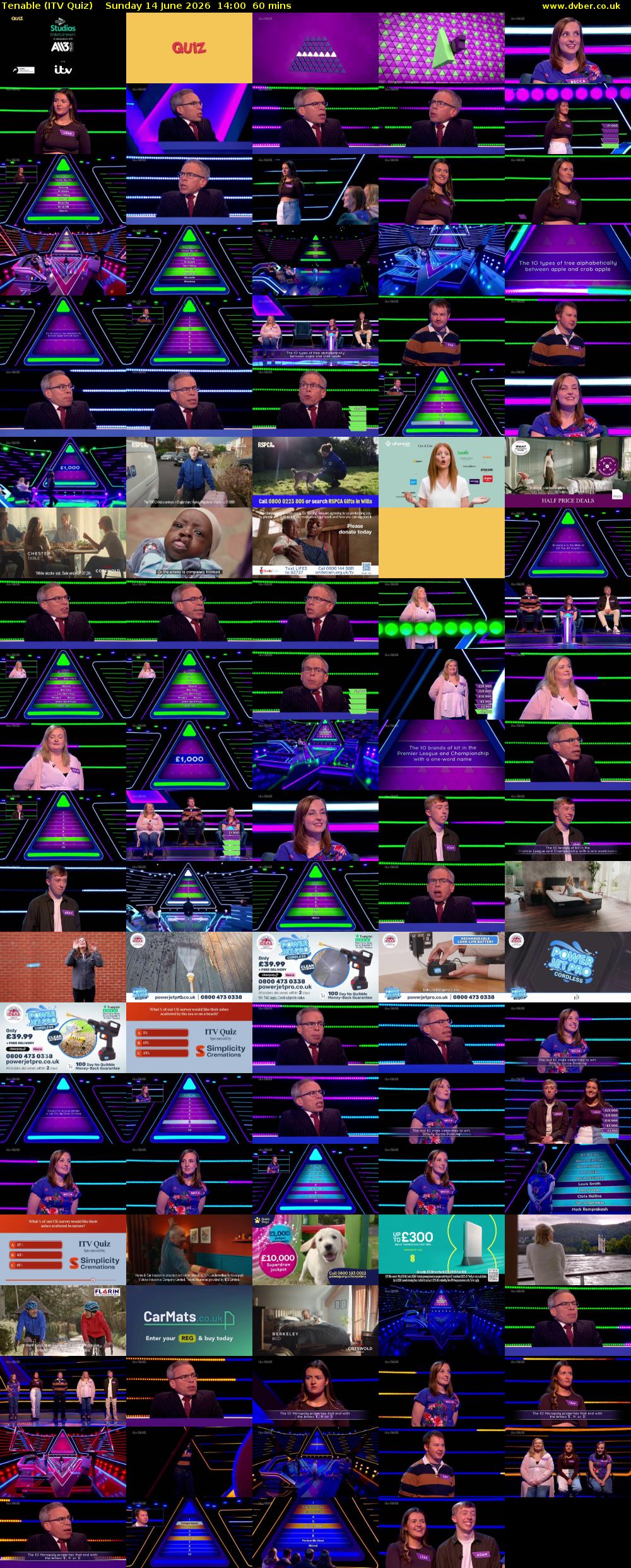 Tenable (ITV Quiz) Sunday 14 June 2026 14:00 - 15:00
