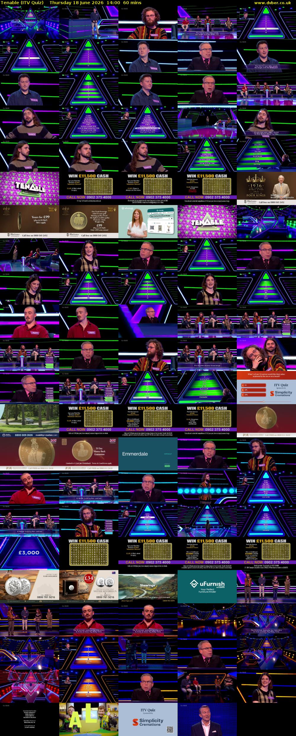 Tenable (ITV Quiz) Thursday 18 June 2026 14:00 - 15:00