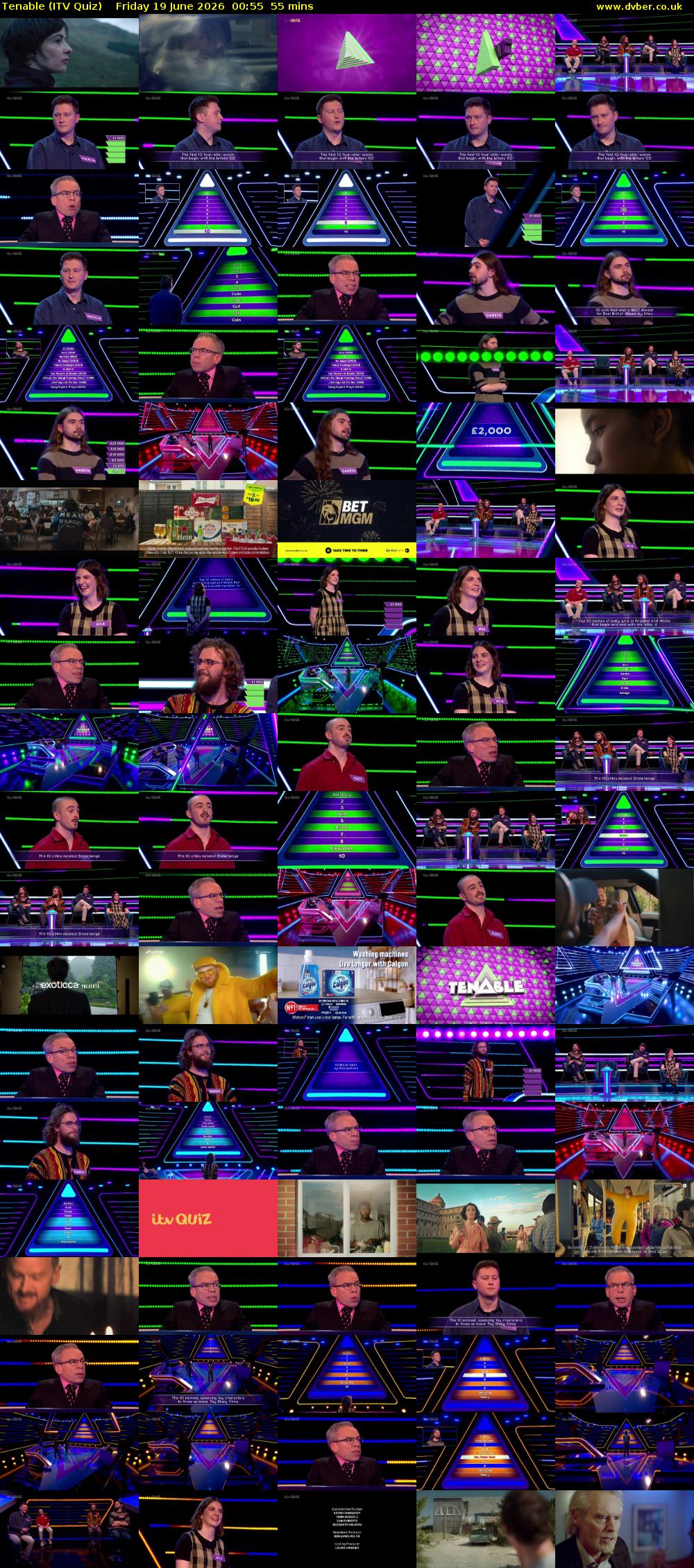 Tenable (ITV Quiz) Friday 19 June 2026 00:55 - 01:50