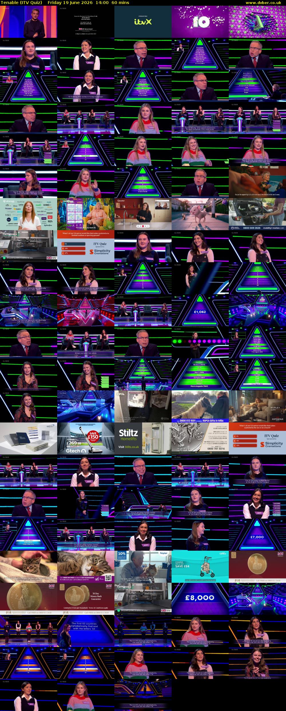 Tenable (ITV Quiz) Friday 19 June 2026 14:00 - 15:00