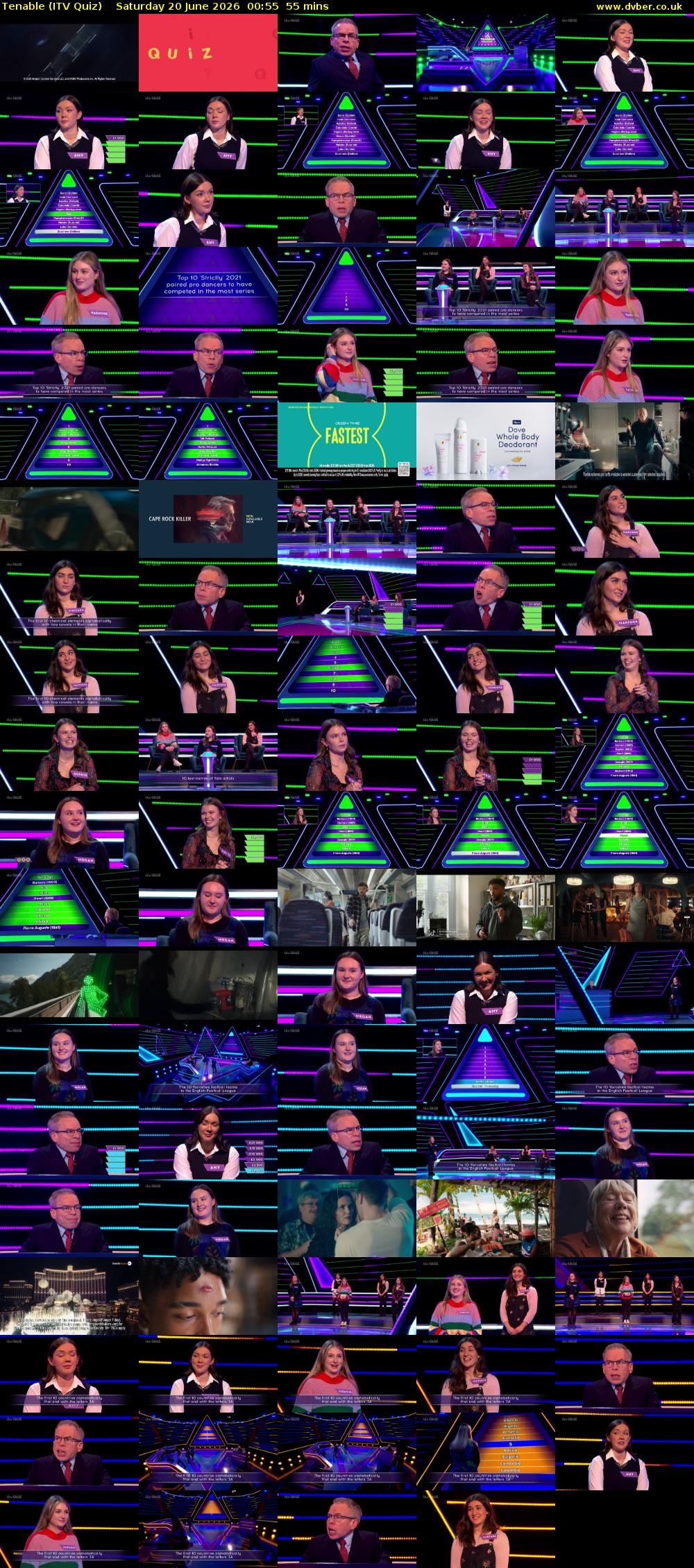 Tenable (ITV Quiz) Saturday 20 June 2026 00:55 - 01:50