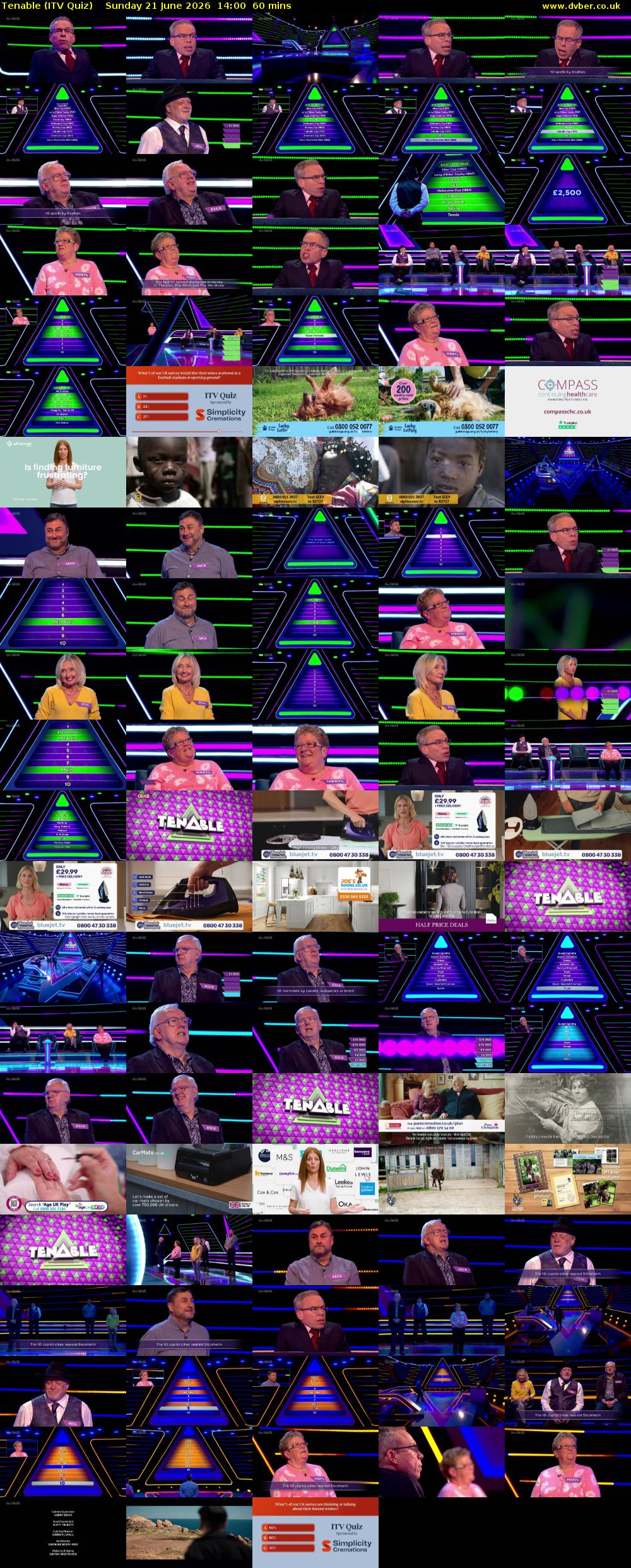 Tenable (ITV Quiz) Sunday 21 June 2026 14:00 - 15:00
