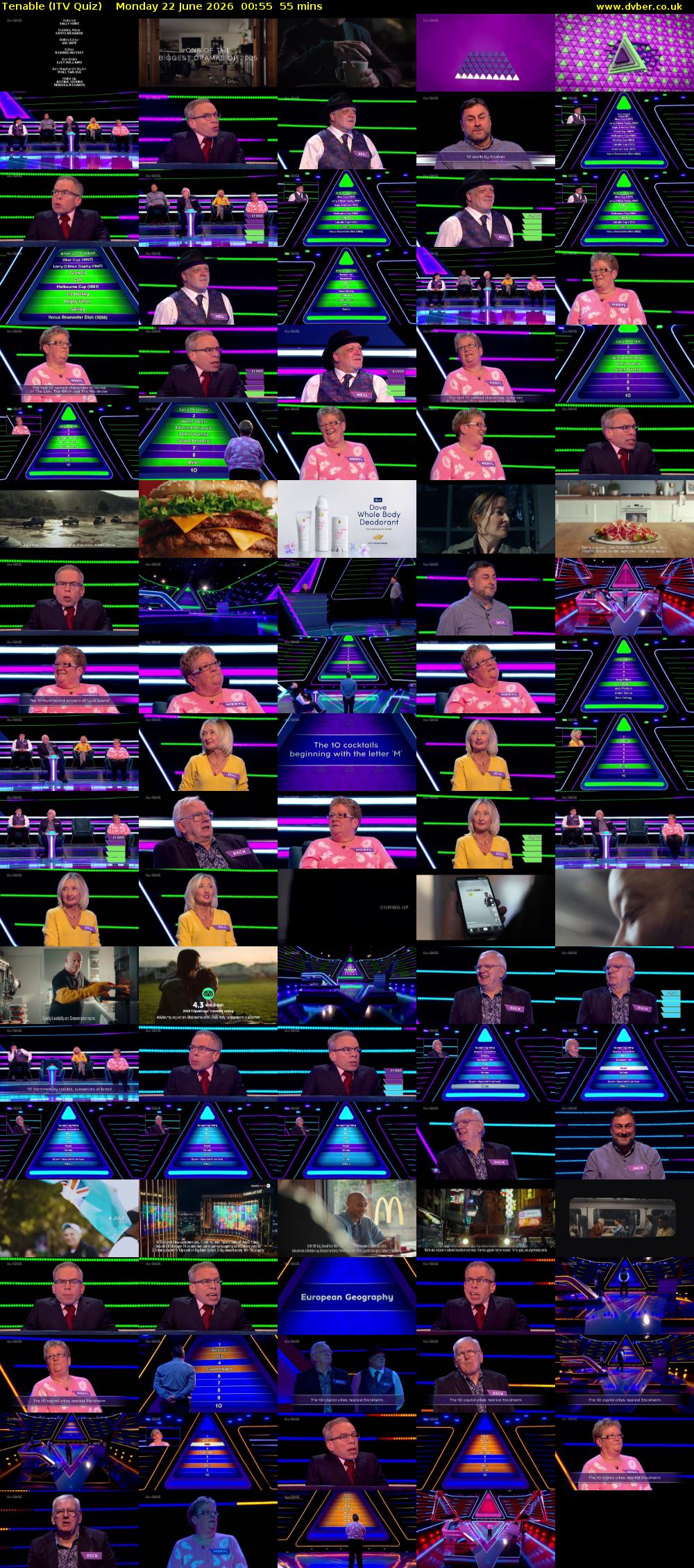 Tenable (ITV Quiz) Monday 22 June 2026 00:55 - 01:50