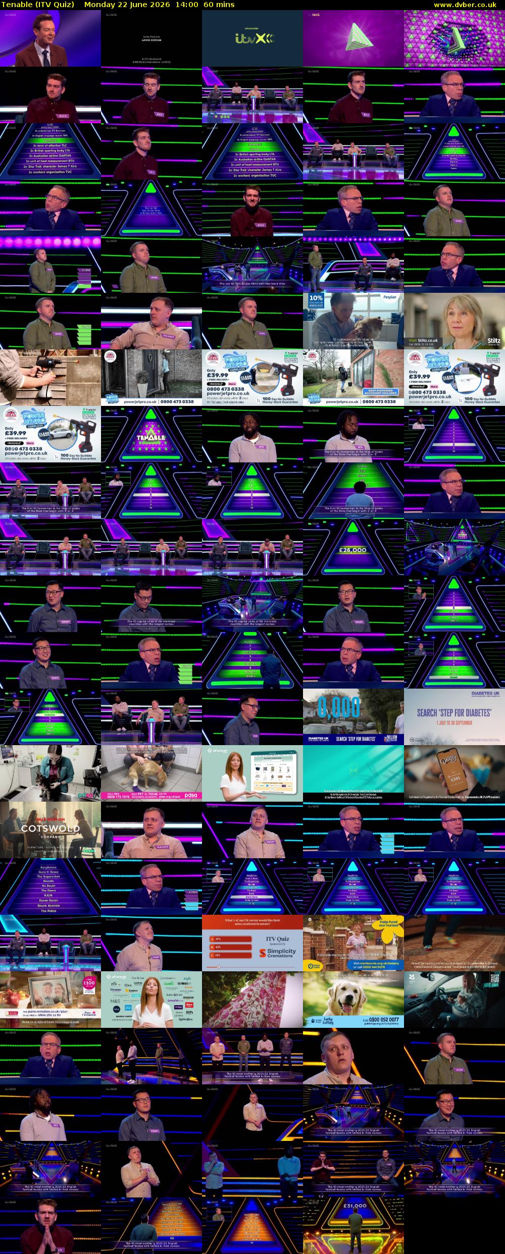 Tenable (ITV Quiz) Monday 22 June 2026 14:00 - 15:00