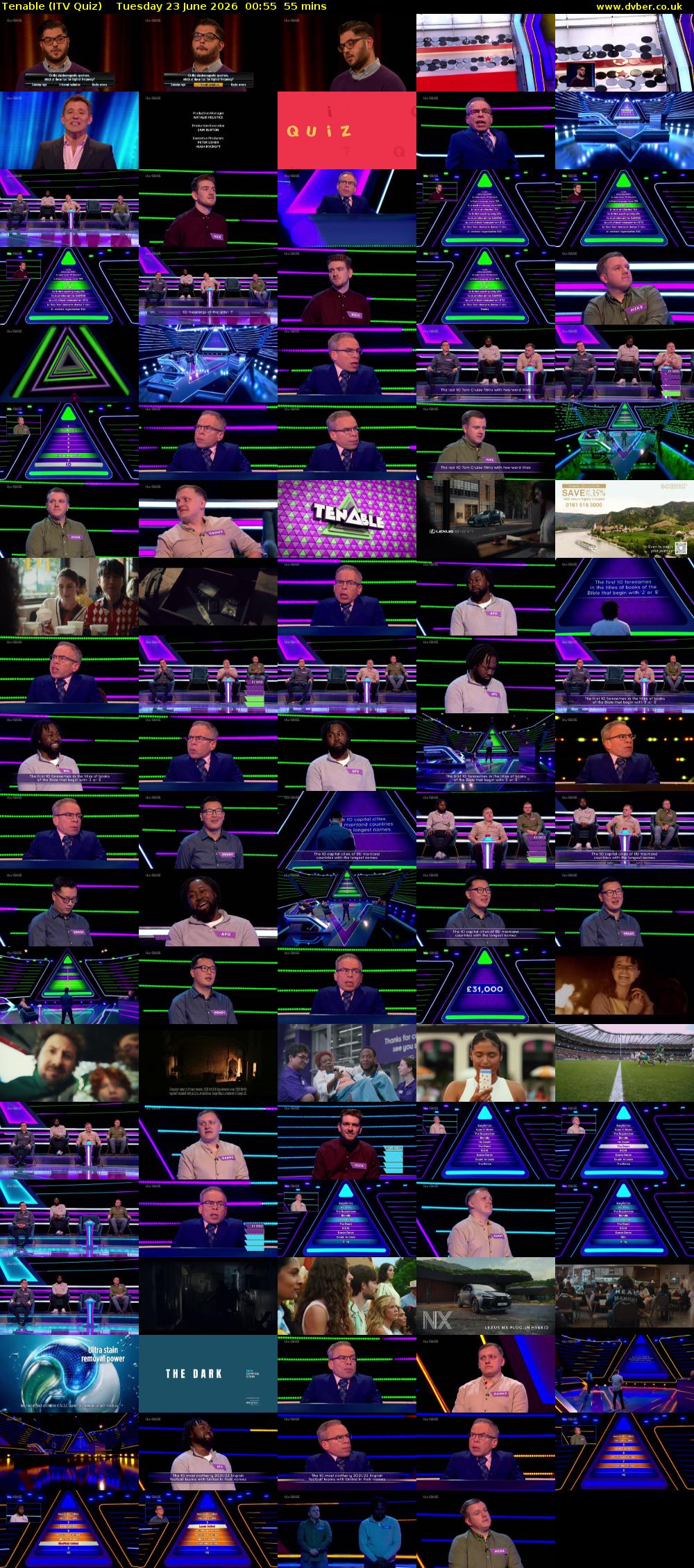 Tenable (ITV Quiz) Tuesday 23 June 2026 00:55 - 01:50