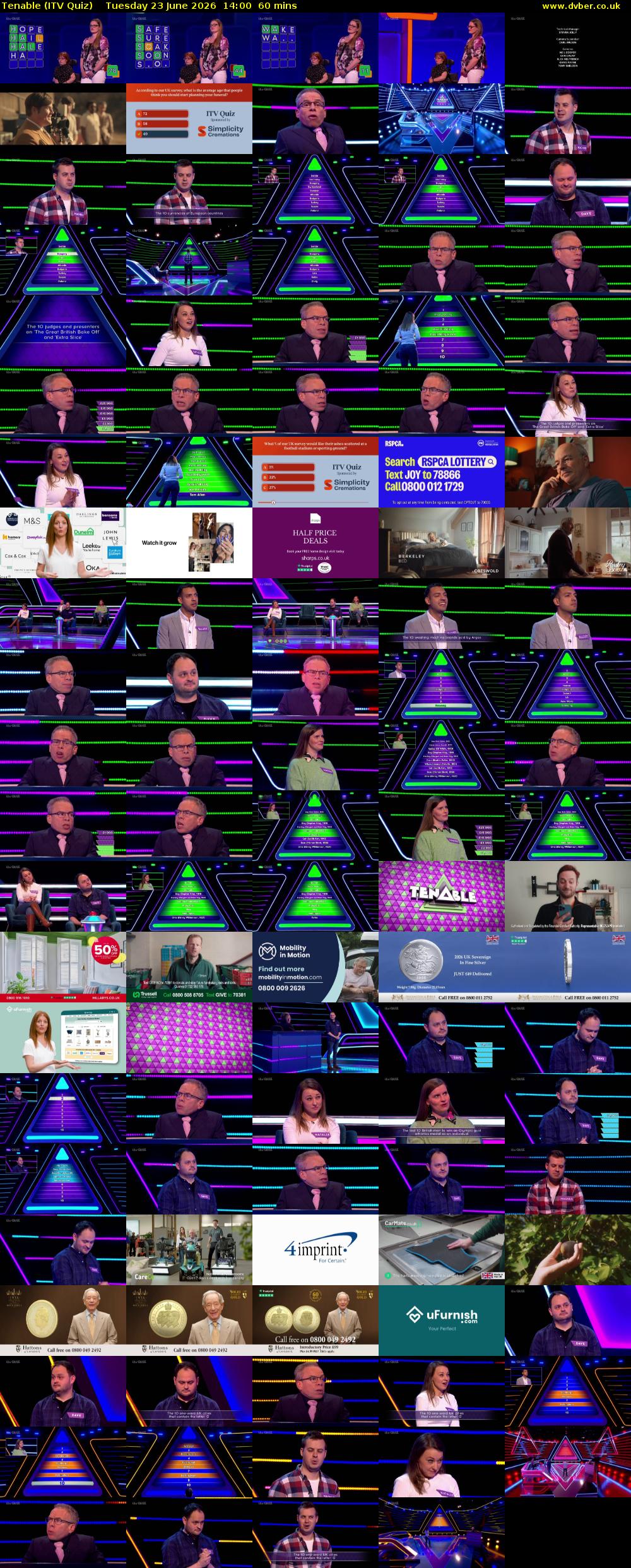 Tenable (ITV Quiz) Tuesday 23 June 2026 14:00 - 15:00