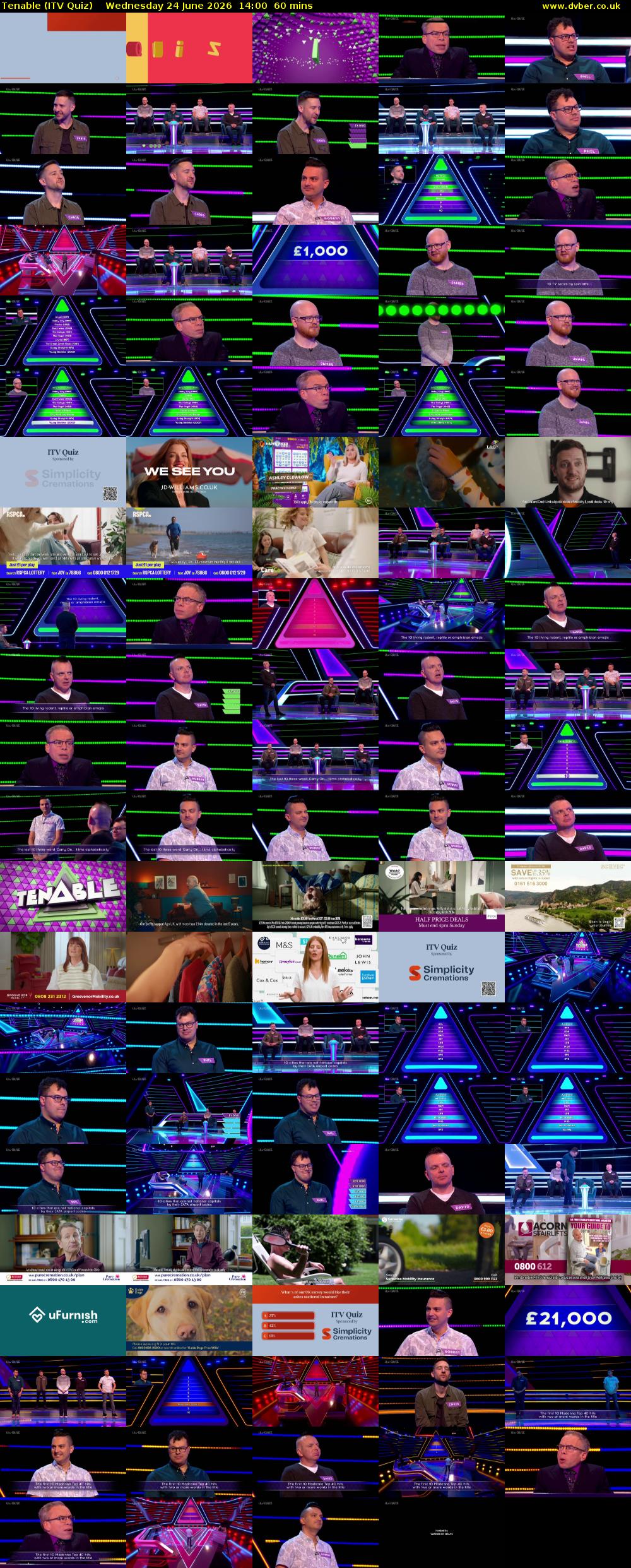 Tenable (ITV Quiz) Wednesday 24 June 2026 14:00 - 15:00