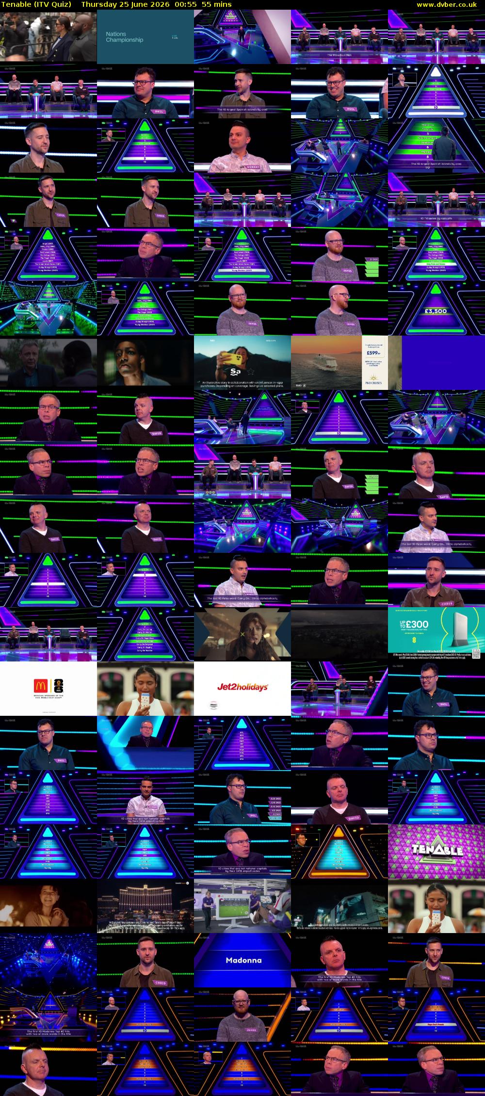Tenable (ITV Quiz) Thursday 25 June 2026 00:55 - 01:50
