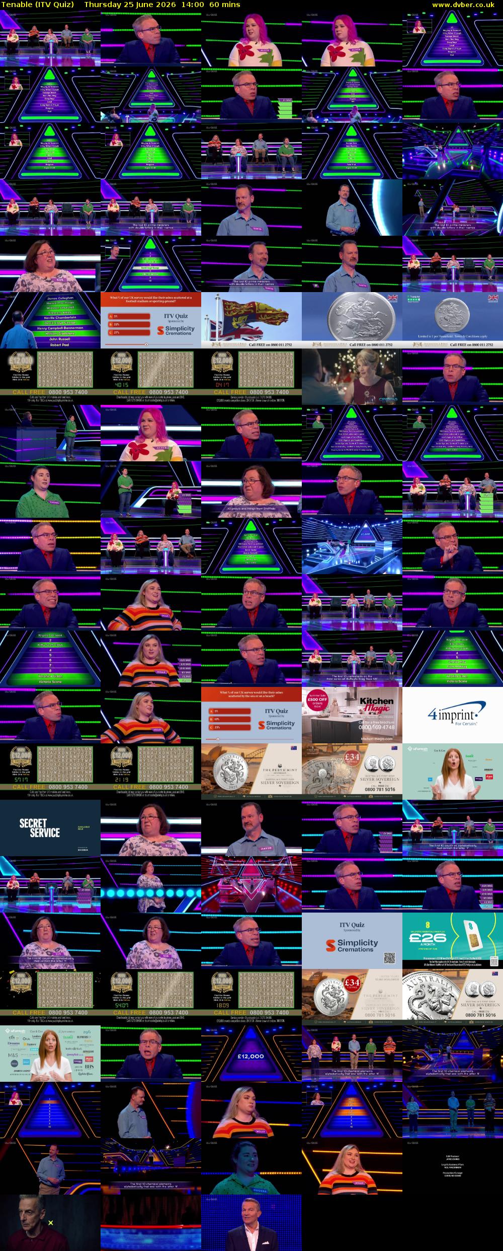Tenable (ITV Quiz) Thursday 25 June 2026 14:00 - 15:00