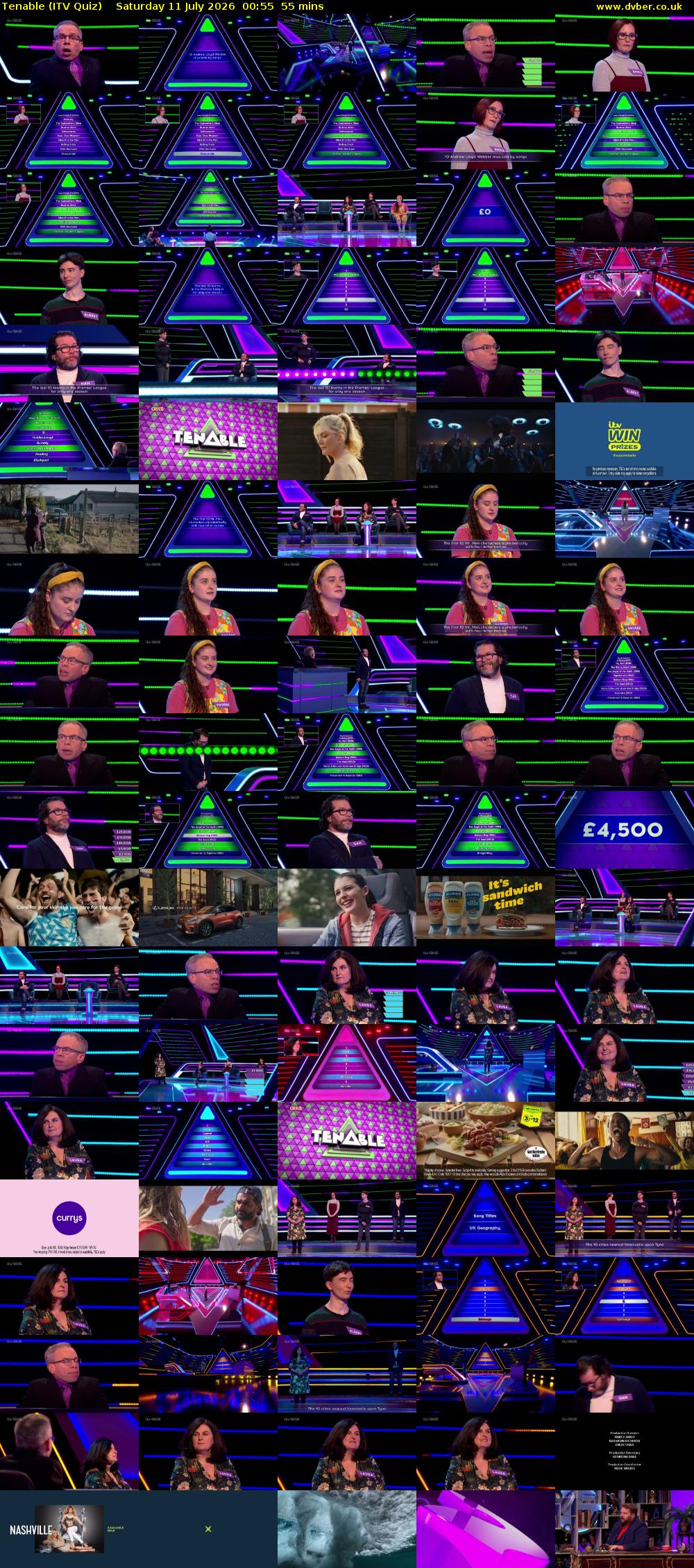 Tenable (ITV Quiz) Saturday 11 July 2026 00:55 - 01:50