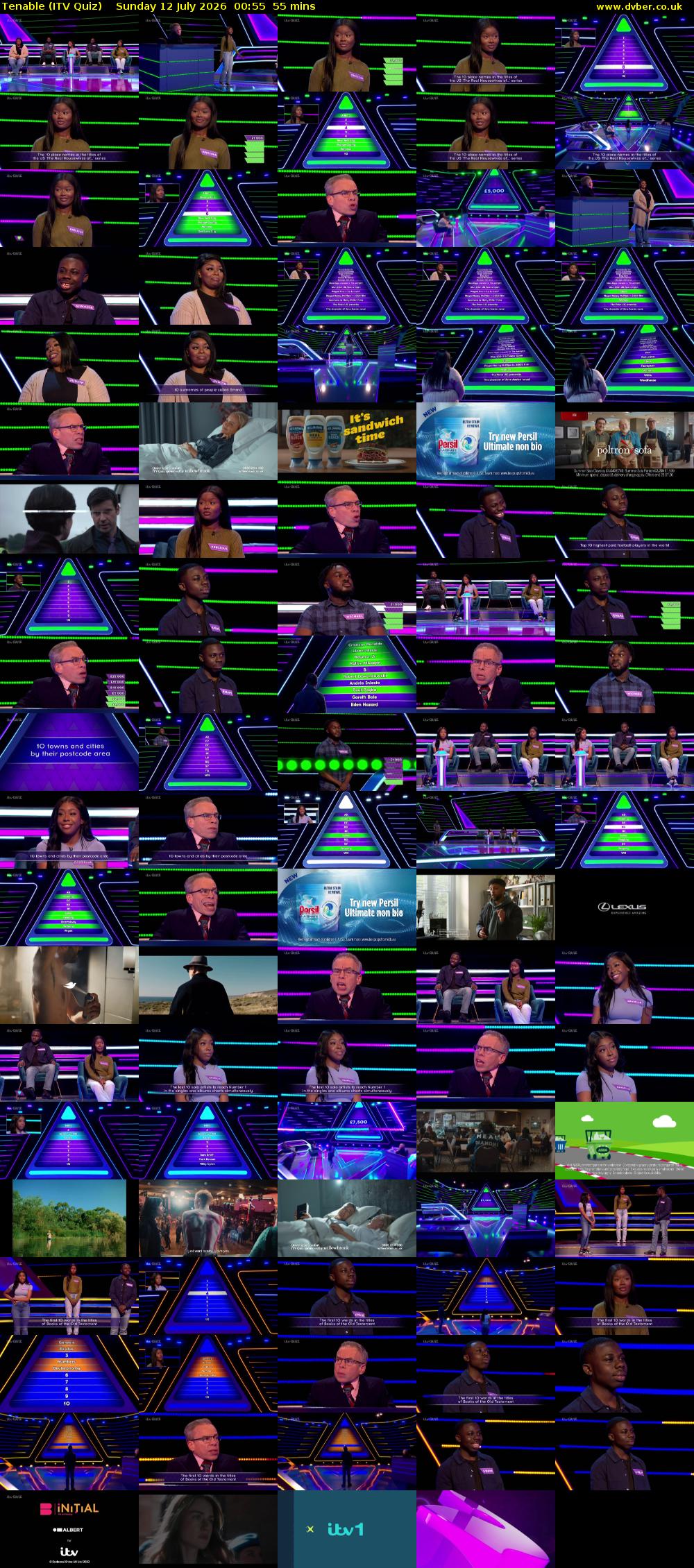 Tenable (ITV Quiz) Sunday 12 July 2026 00:55 - 01:50