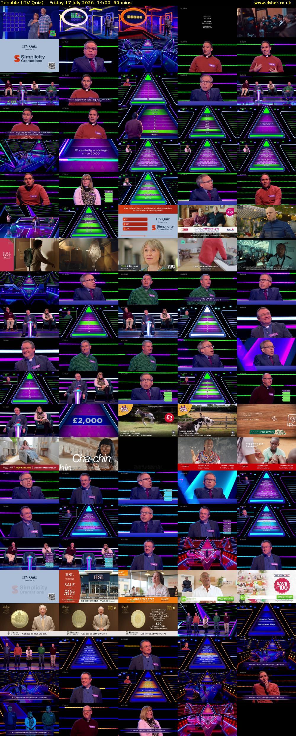 Tenable (ITV Quiz) Friday 17 July 2026 14:00 - 15:00