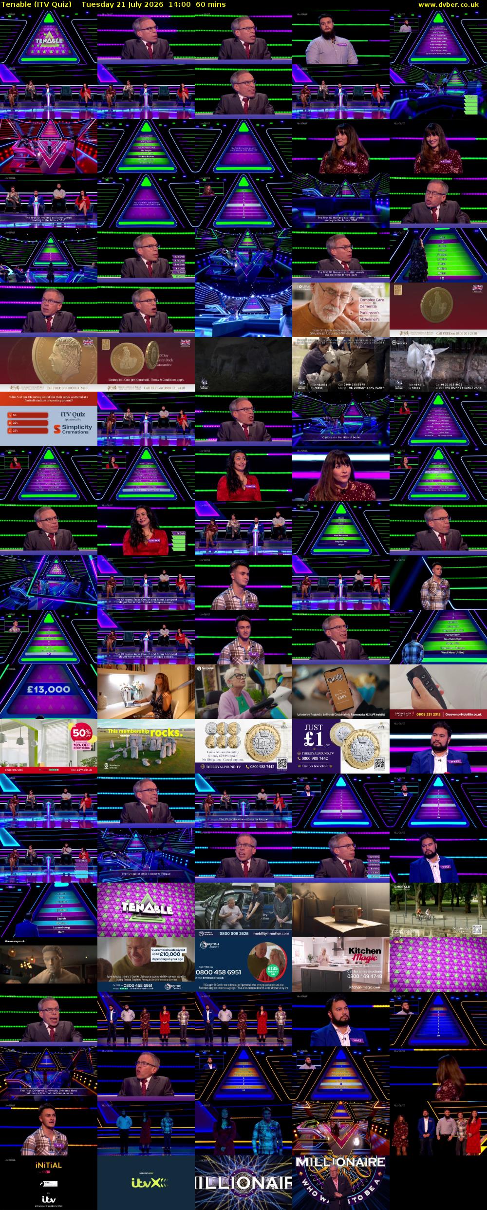 Tenable (ITV Quiz) Tuesday 21 July 2026 14:00 - 15:00