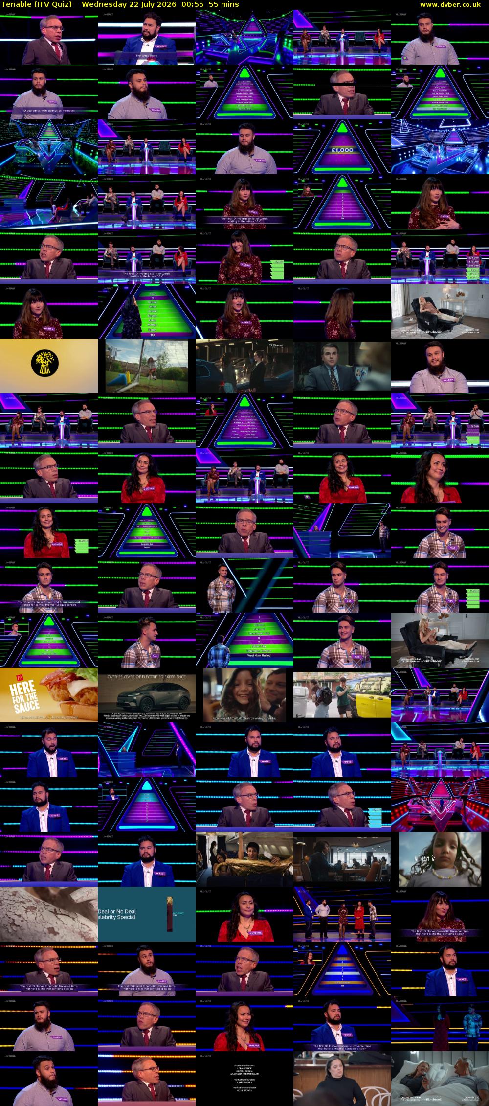 Tenable (ITV Quiz) Wednesday 22 July 2026 00:55 - 01:50