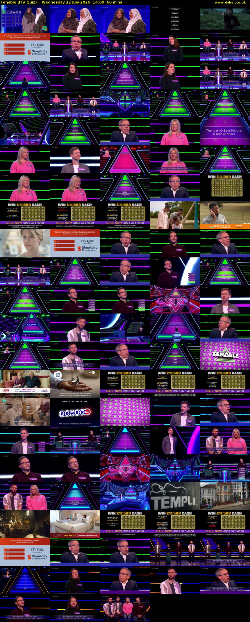 Tenable (ITV Quiz) Wednesday 22 July 2026 14:00 - 15:00