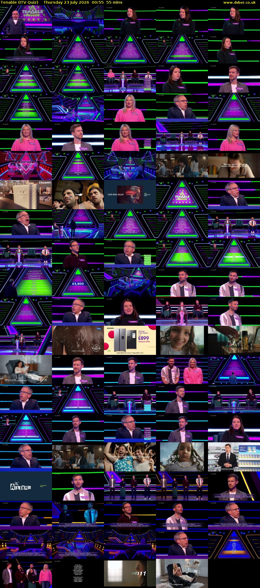 Tenable (ITV Quiz) Thursday 23 July 2026 00:55 - 01:50