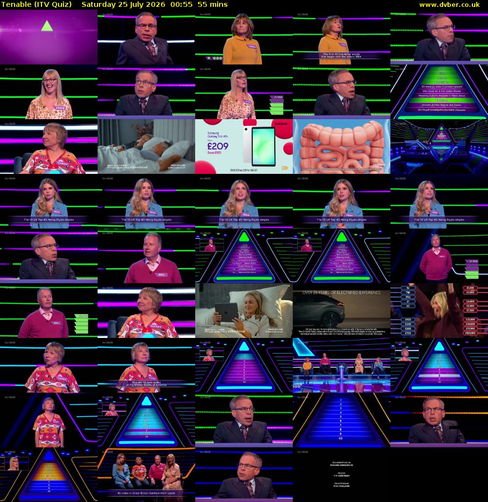 Tenable (ITV Quiz) Saturday 25 July 2026 00:55 - 01:50