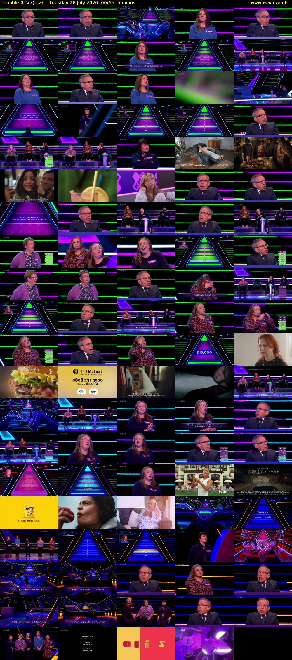 Tenable (ITV Quiz) Tuesday 28 July 2026 00:55 - 01:50