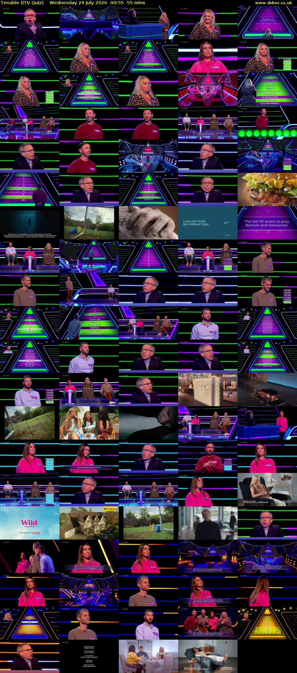 Tenable (ITV Quiz) Wednesday 29 July 2026 00:55 - 01:50