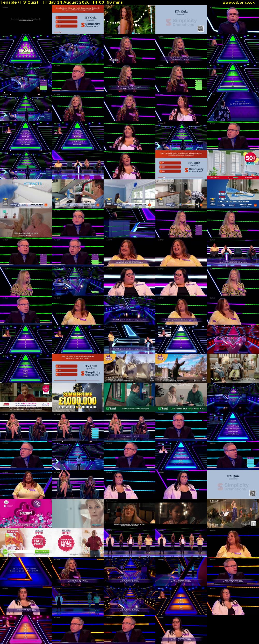 Tenable (ITV Quiz) Friday 14 August 2026 14:00 - 15:00