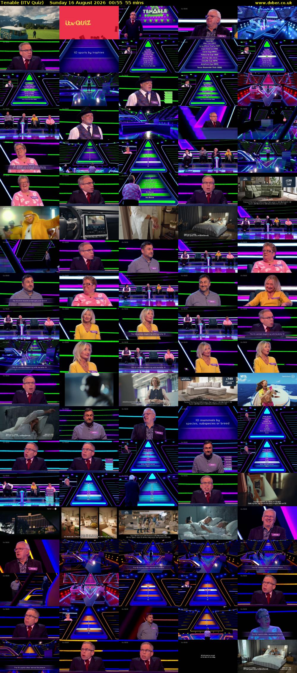 Tenable (ITV Quiz) Sunday 16 August 2026 00:55 - 01:50