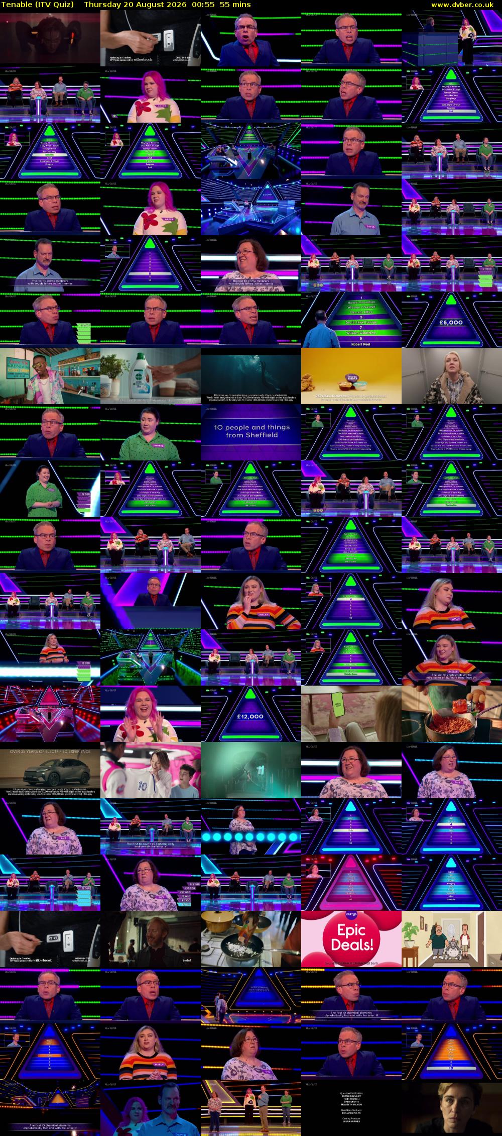 Tenable (ITV Quiz) Thursday 20 August 2026 00:55 - 01:50