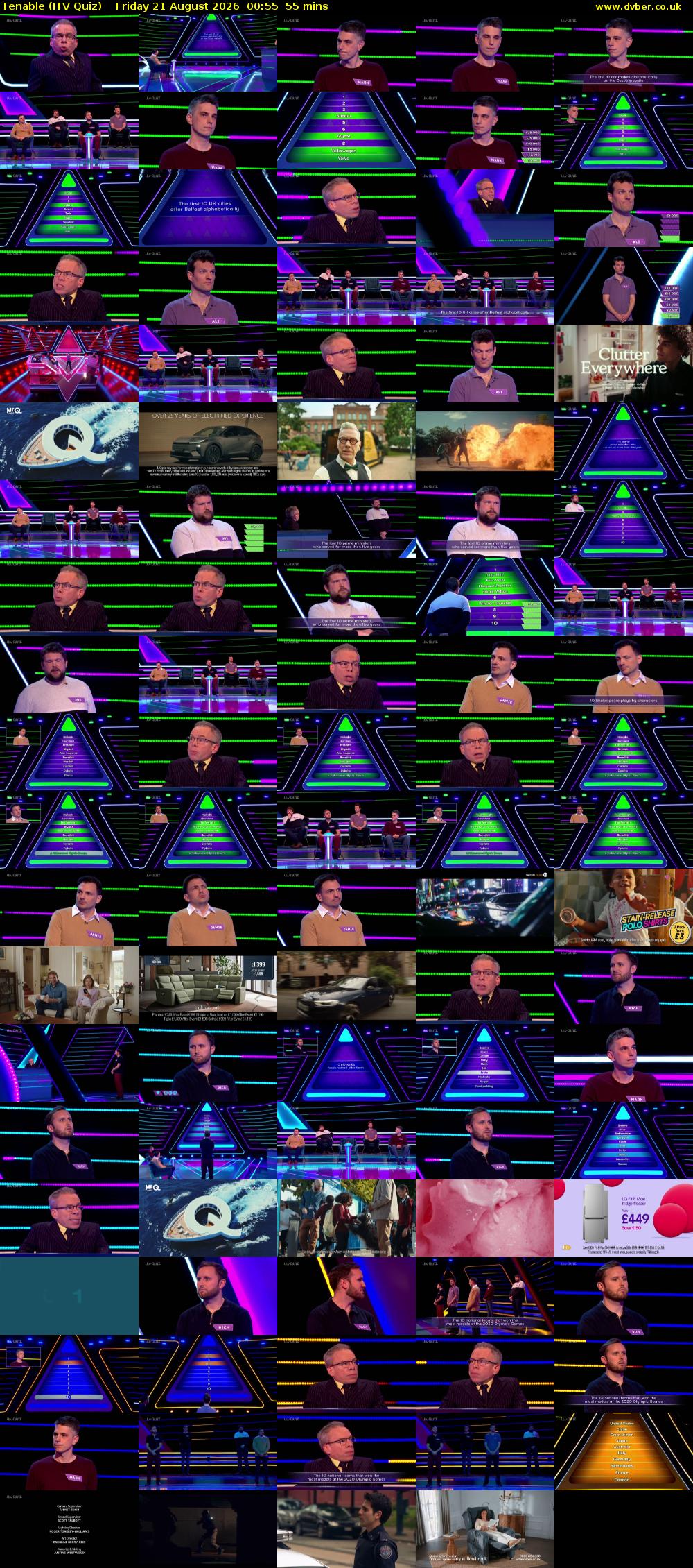 Tenable (ITV Quiz) Friday 21 August 2026 00:55 - 01:50
